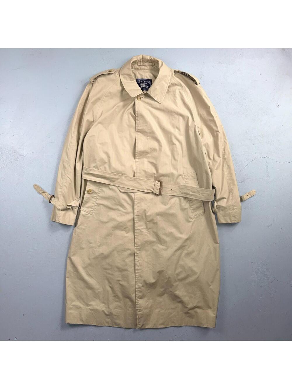Burberry Trench Coat VTG Mens 46 Beige Check Collar Made in England Classic Belt